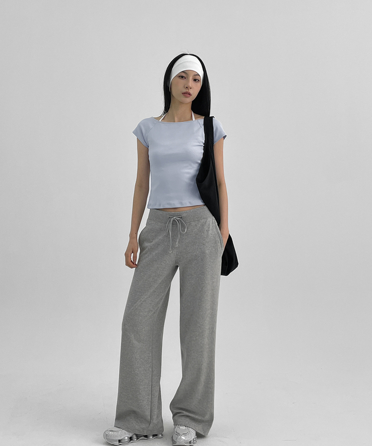 ミニブラグランワンショルダー半袖Tシャツ SKY BLUE