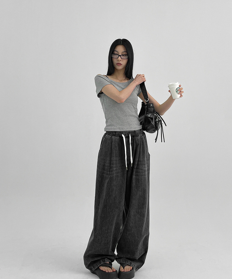 ミニブラグランワンショルダー半袖Tシャツ MELANGE GRAY