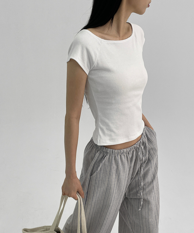 ミニブラグランワンショルダー半袖Tシャツ WHITE