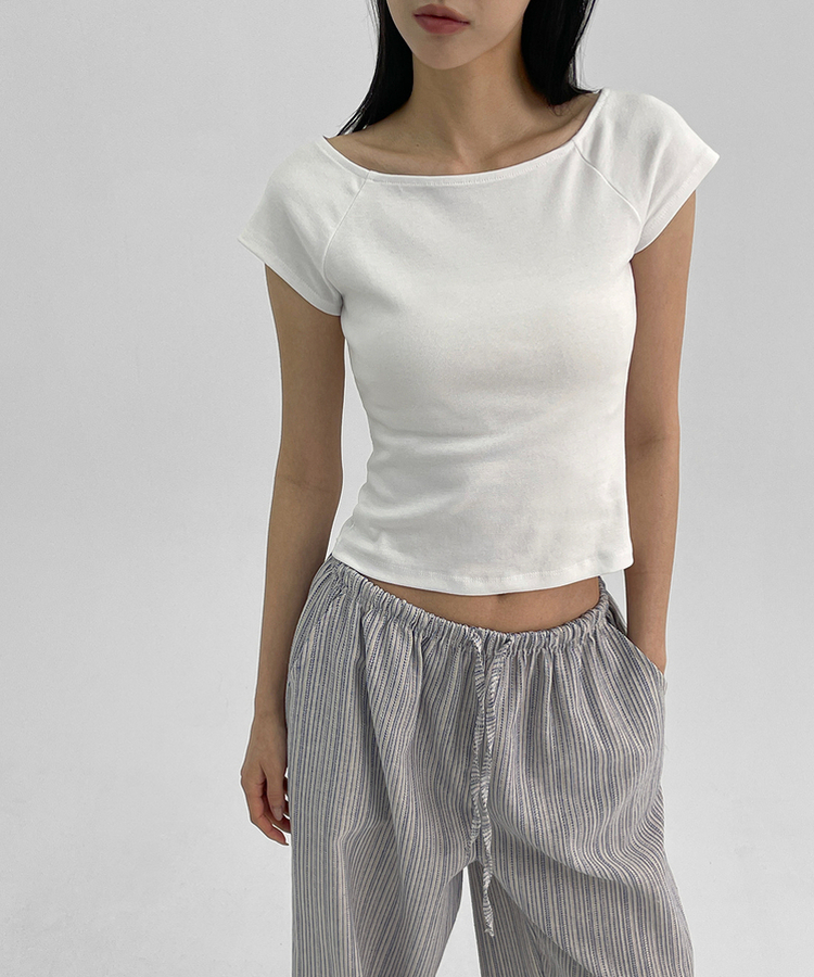 ミニブラグランワンショルダー半袖Tシャツ WHITE