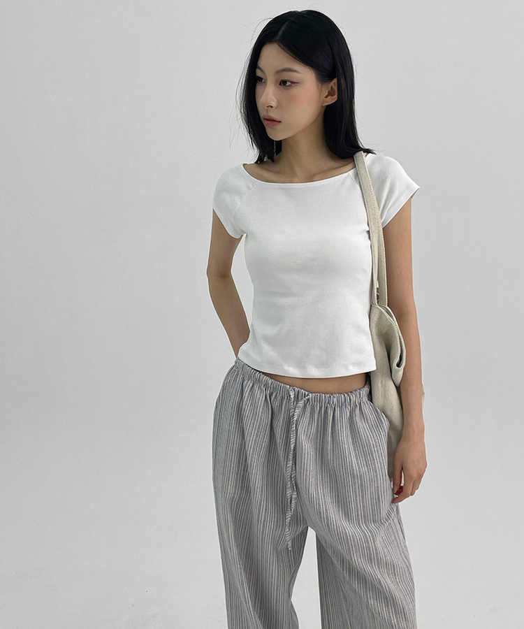 ミニブラグランワンショルダー半袖Tシャツ WHITE