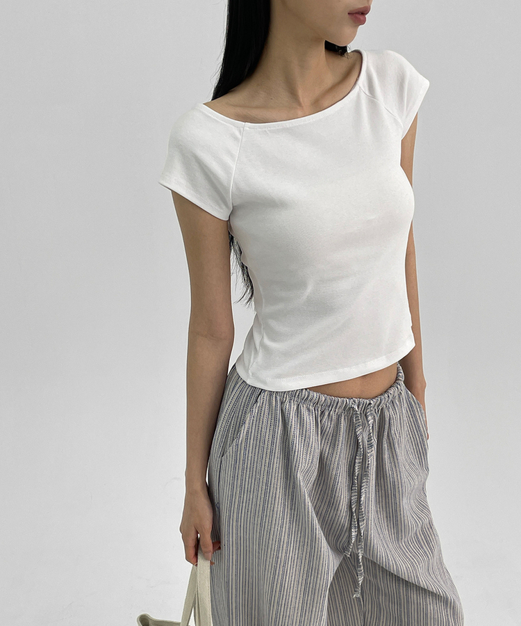 ミニブラグランワンショルダー半袖Tシャツ WHITE