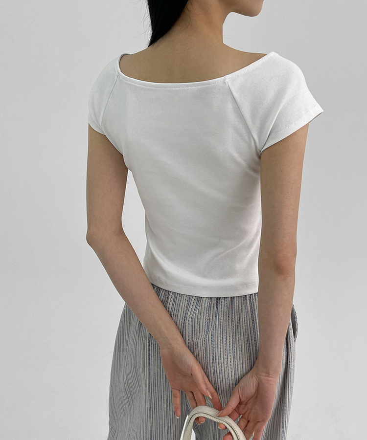 ミニブラグランワンショルダー半袖Tシャツ WHITE