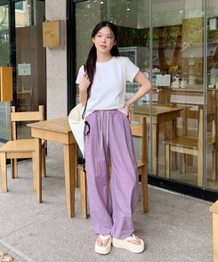 【ジョガー調節可】ピンタックバンディングパンツ LAVENDER