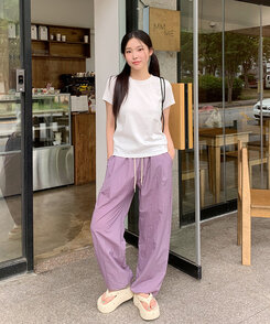 【ジョガー調節可】ピンタックバンディングパンツ LAVENDER