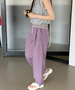 【ジョガー調節可】ピンタックバンディングパンツ LAVENDER