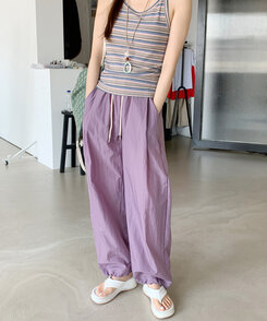 【ジョガー調節可】ピンタックバンディングパンツ LAVENDER