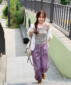 【ジョガー調節可】ピンタックバンディングパンツ LAVENDER