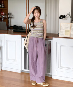 【ジョガー調節可】ピンタックバンディングパンツ LAVENDER