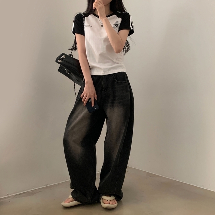 사커 워닝 라인 배색 프린팅 반팔티셔츠 5color 화이트