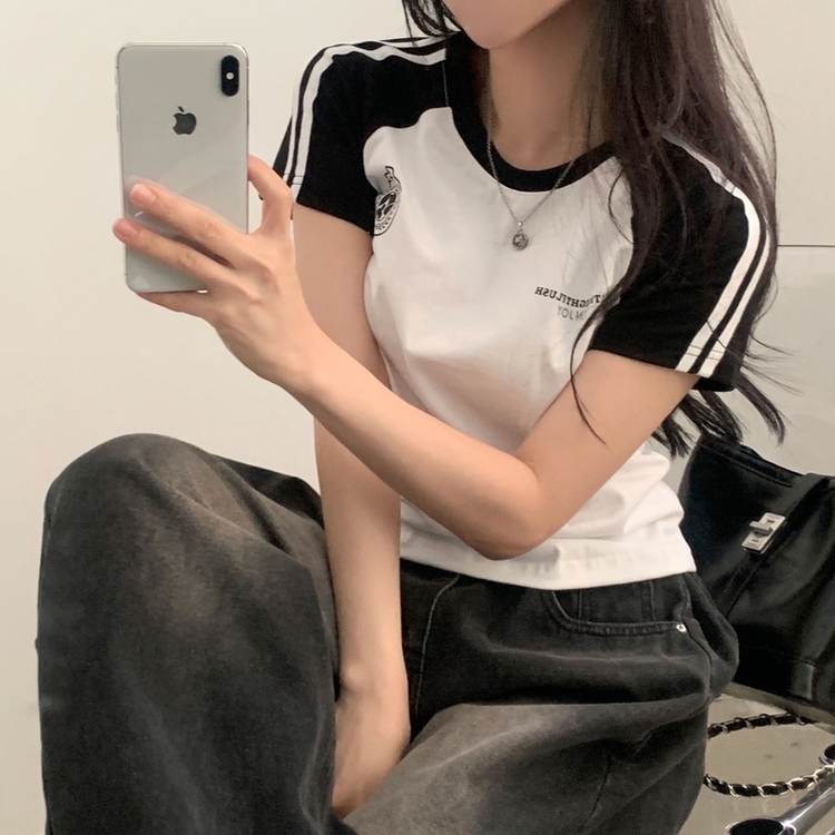 사커 워닝 라인 배색 프린팅 반팔티셔츠 5color 화이트