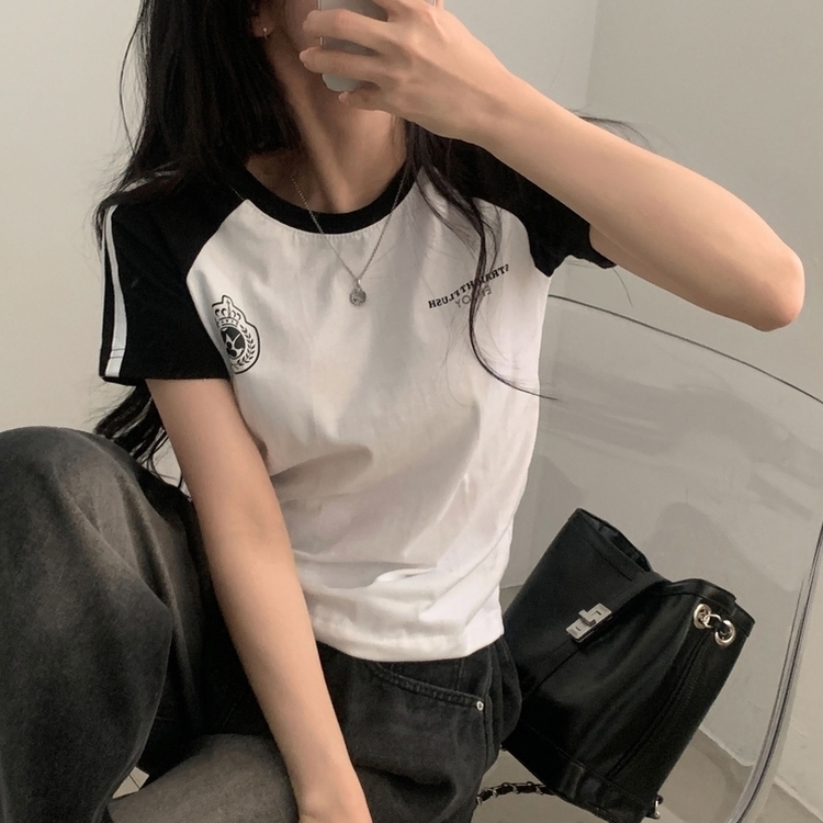 사커 워닝 라인 배색 프린팅 반팔티셔츠 5color 화이트