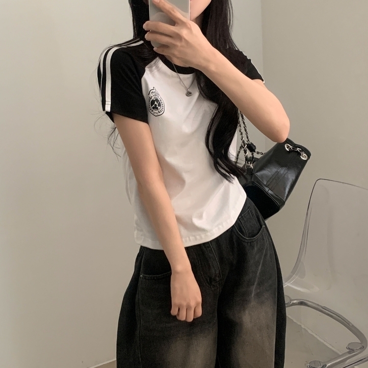 사커 워닝 라인 배색 프린팅 반팔티셔츠 5color 화이트