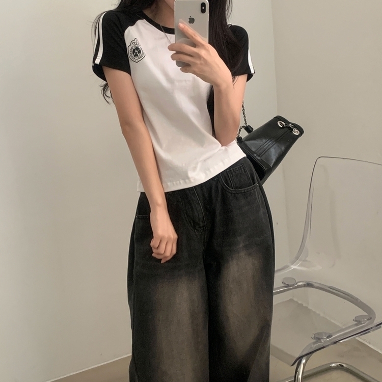 사커 워닝 라인 배색 프린팅 반팔티셔츠 5color 화이트