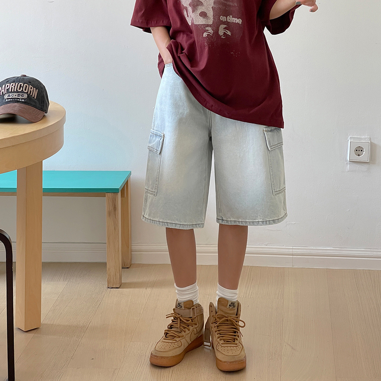 カーゴバミューダハーフデニムパンツ LIGHT BLUE