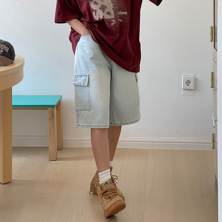 カーゴバミューダハーフデニムパンツ LIGHT BLUE