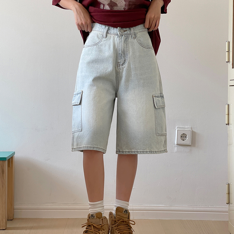 カーゴバミューダハーフデニムパンツ LIGHT BLUE
