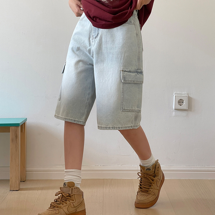 カーゴバミューダハーフデニムパンツ LIGHT BLUE
