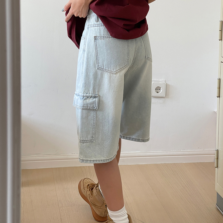 カーゴバミューダハーフデニムパンツ LIGHT BLUE
