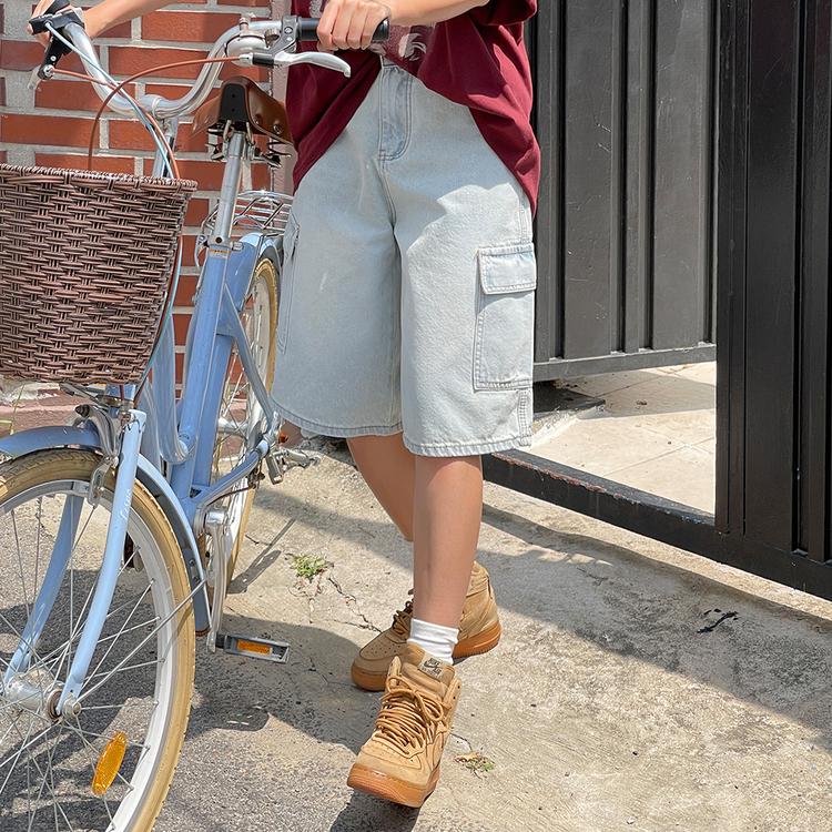 カーゴバミューダハーフデニムパンツ LIGHT BLUE