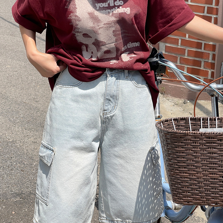 カーゴバミューダハーフデニムパンツ LIGHT BLUE