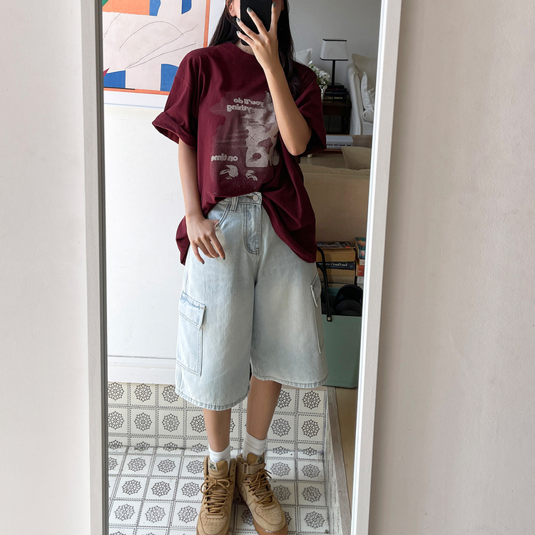 カーゴバミューダハーフデニムパンツ LIGHT BLUE