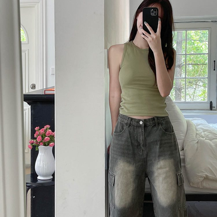 カーゴバミューダハーフデニムパンツ KHAKI GRAY