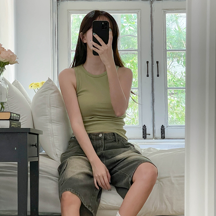 カーゴバミューダハーフデニムパンツ KHAKI GRAY