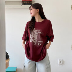 半袖Tシャツ ビンテージプリンティング半袖Tシャツ WINE