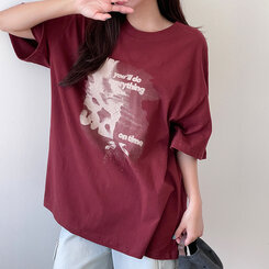 半袖Tシャツ ビンテージプリンティング半袖Tシャツ WINE