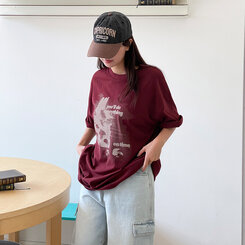 半袖Tシャツ ビンテージプリンティング半袖Tシャツ WINE