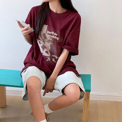半袖Tシャツ ビンテージプリンティング半袖Tシャツ WINE