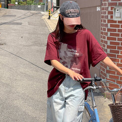 半袖Tシャツ ビンテージプリンティング半袖Tシャツ WINE