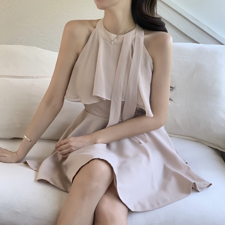 ホルターネックフリルミニワンピース｜ミニワンピース｜韓国