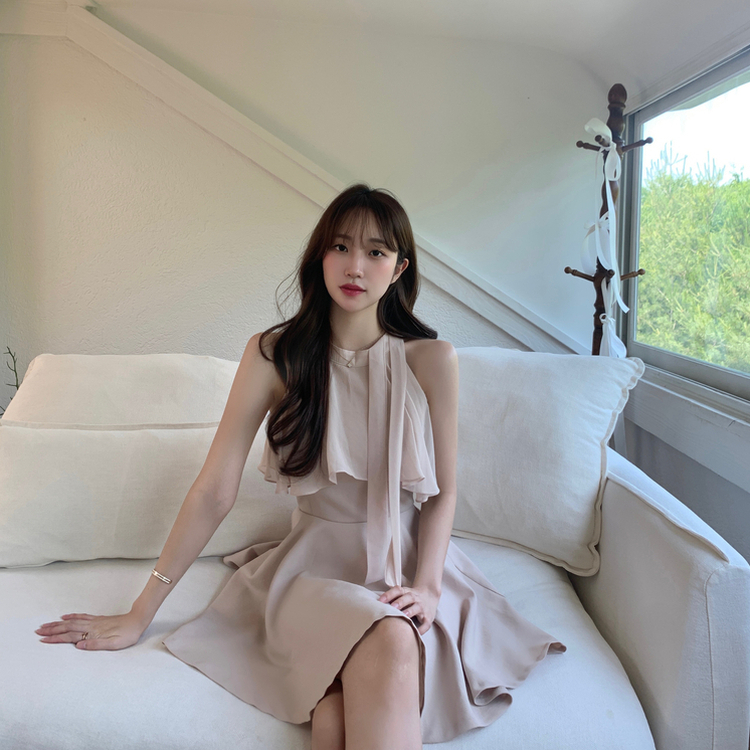 paloma wool ミニワンピース 七分袖 フリル裾 楽天市場】ニットワンピース リボン 全4色 クルーネック 裾