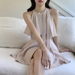 ホルターネックフリルミニワンピース｜ミニワンピース｜韓国