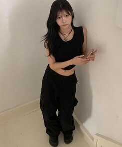 ビッグカーゴツーバックルロングパンツ BLACK