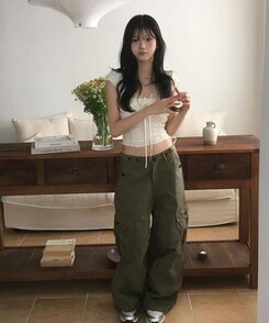 ビッグカーゴツーバックルロングパンツ KHAKI