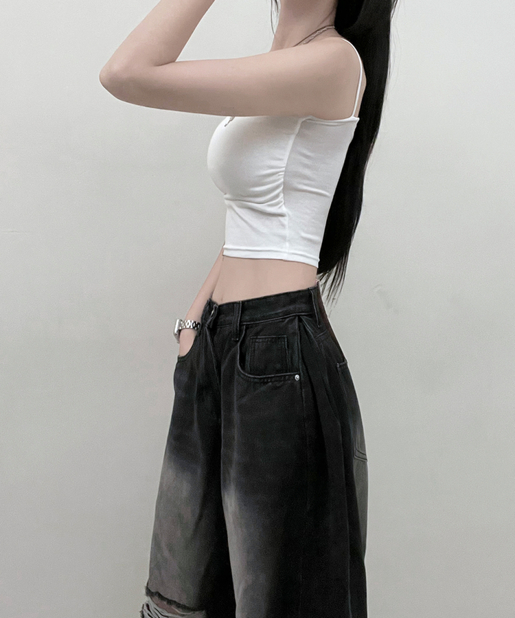 패드크롭스판옆셔링끈나시 화이트