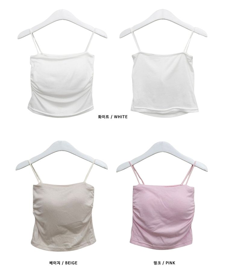 【SHORT/LONG 丈別 カップ付き】シャーリングキャミソール6色