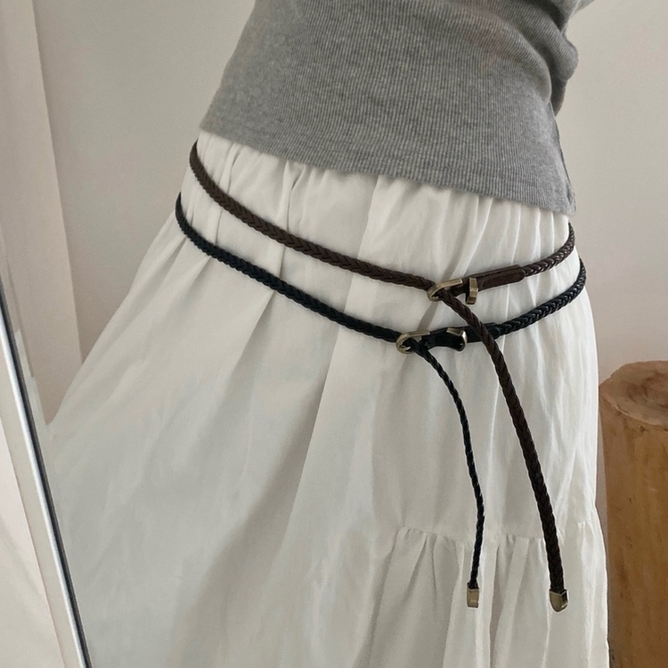 スリムケーブルツインバックルベルト BROWN