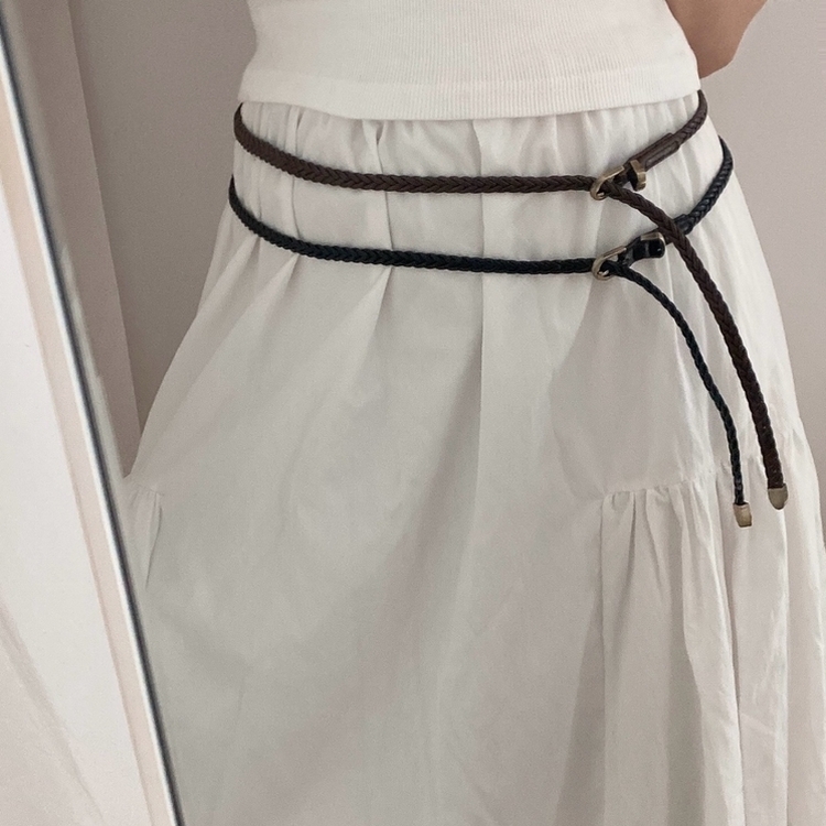 スリムケーブルツインバックルベルト BROWN