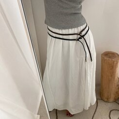 ファッション雑貨 スリムケーブルツインバックルベルト BROWN