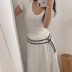 ファッション雑貨 スリムケーブルツインバックルベルト BLACK