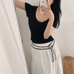 ファッション雑貨 スリムケーブルツインバックルベルト BLACK