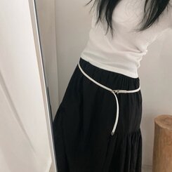 ファッション雑貨 スリムケーブルツインバックルベルト IVORY