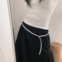 ファッション雑貨 スリムケーブルツインバックルベルト IVORY