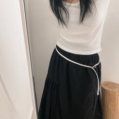 ファッション雑貨 スリムケーブルツインバックルベルト IVORY