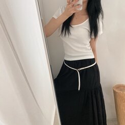 ファッション雑貨 スリムケーブルツインバックルベルト IVORY