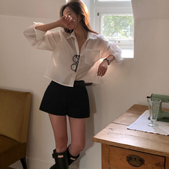 マインデイリー3分丈ショートパンツ BLACK